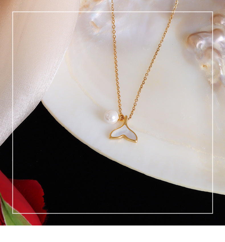 Mode Edle Schmuck Perlen Walflosse Cameo Muschel Charms Kette Halsreifen Anhänger Für Frauen