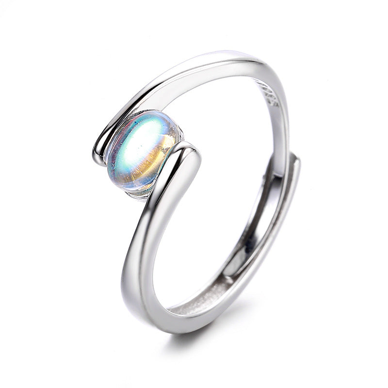 Temperament Spirale Muster Blauer Mondstein Ring Damen