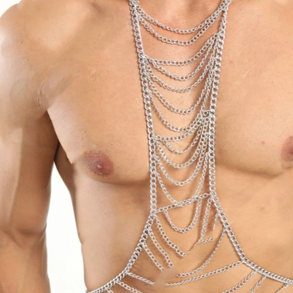 Cadenas Corporales para Hombre, Joyería de Cosplay para Festivales, Collares de Pecho