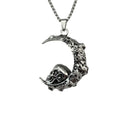 Großer Edelstahl 3D Mond Schädel Anhänger Biker Punk Halskette Herren Schmuck Kostenloser Versand