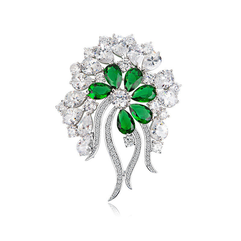 Broche de Moda de Cobre con Incrustaciones de Zirconia 3A para Mujer