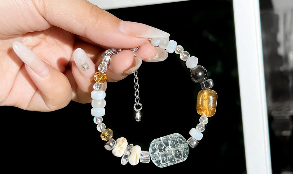 Weißes Dunhuang-Wüste-Sonne-Berg-Armband
