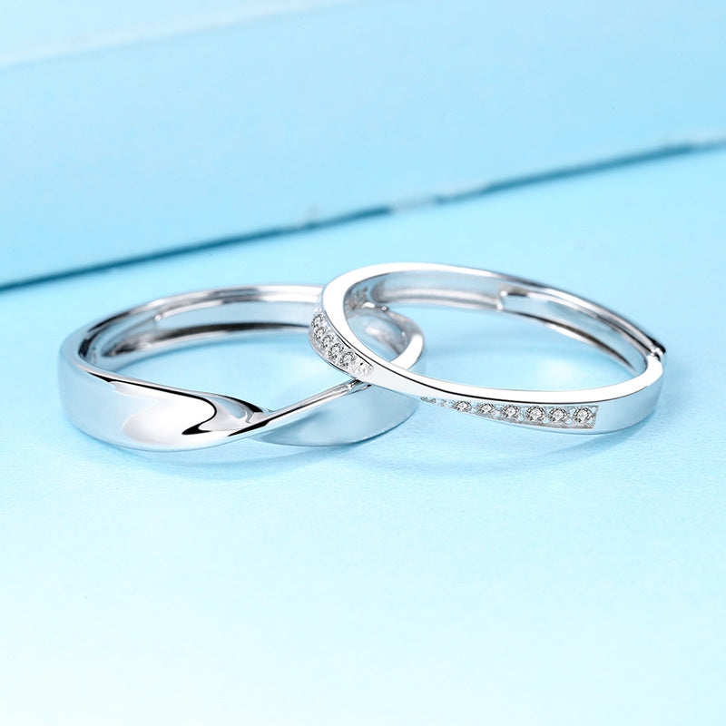 S925 Sterling Silber Pärchenringe mit Diamanten für Damen und Herren