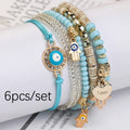 Pulsera de cuerda trenzada ajustable de varias capas y elementos múltiples