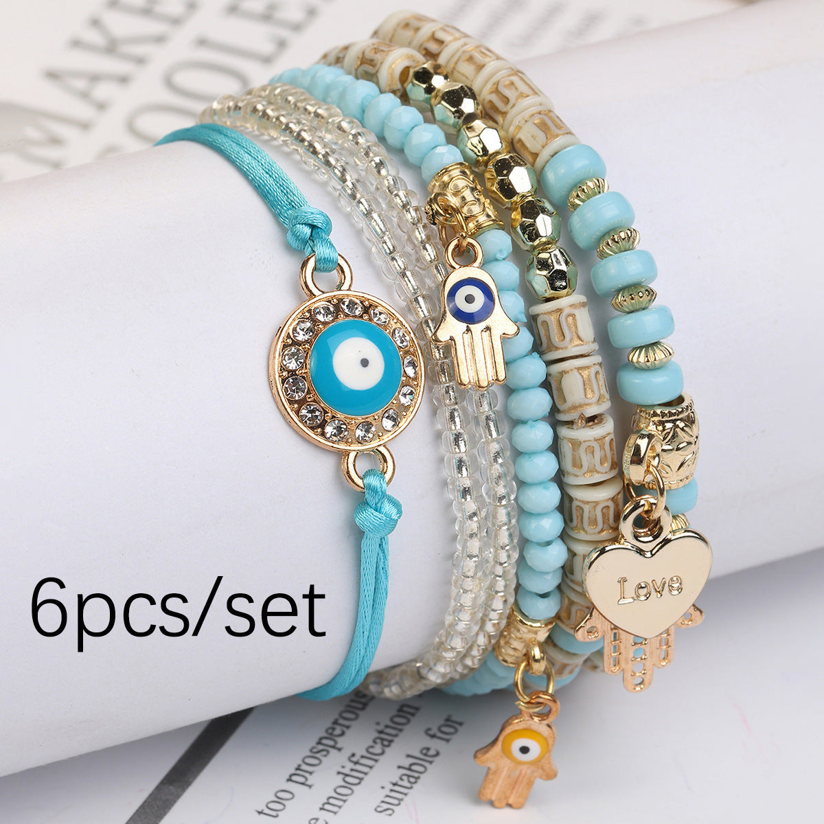 Pulsera de cuerda trenzada ajustable de varias capas y elementos múltiples