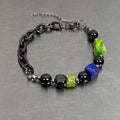Europäische und amerikanische mehrfarbige Blöcke Nähen Halskette Armband
