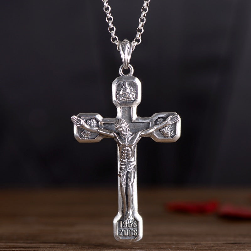 Jesus Kreuz Herrenanhänger Silber Anhänger