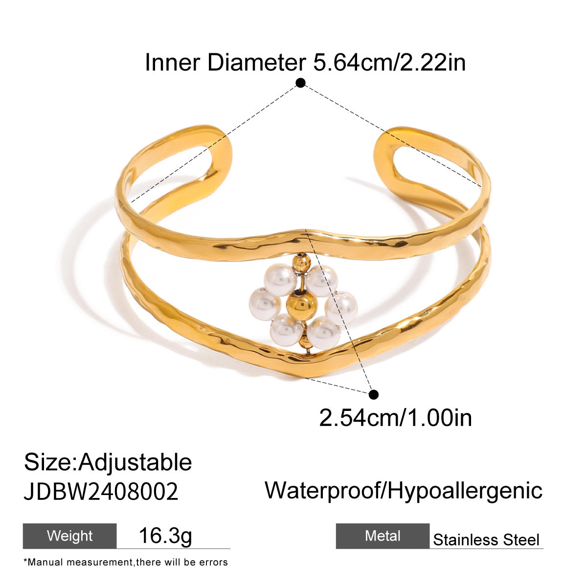 Stainless Steel Pearl Bracelet Opening Does Not Fade