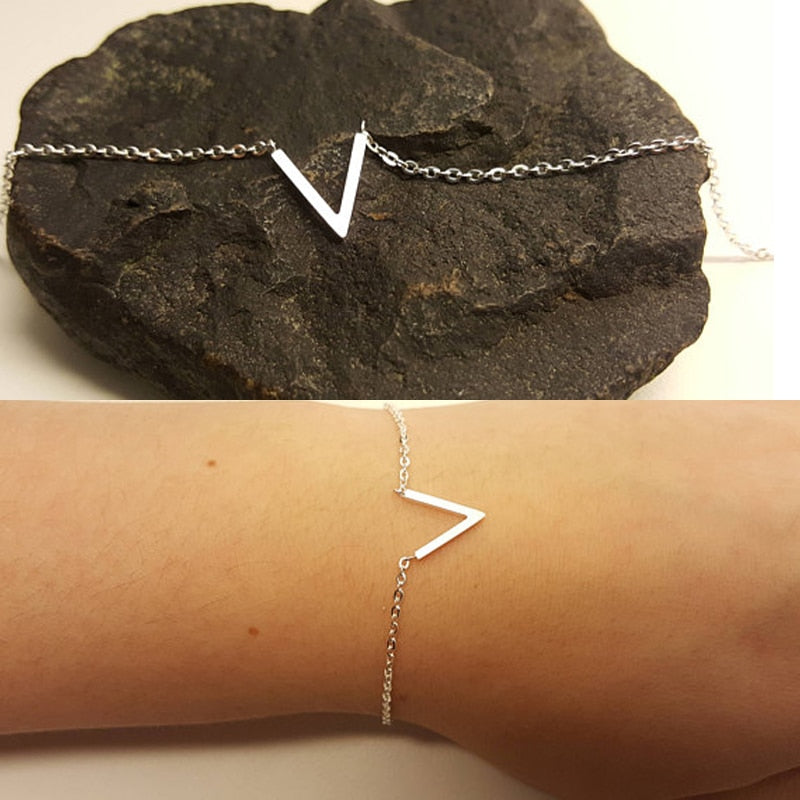 Pulseras en V para mujer de cadena de acero inoxidable