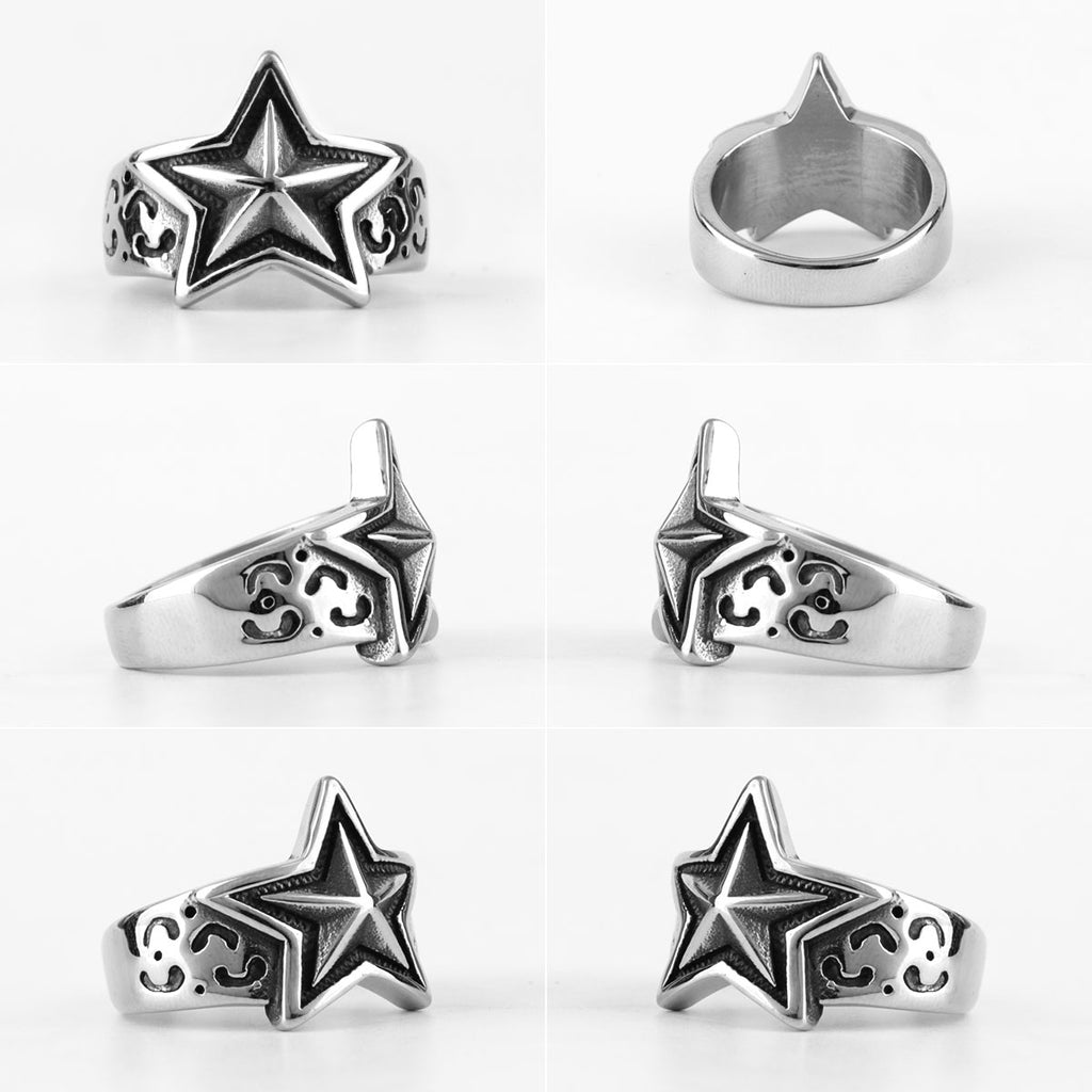 Edelstahlring Herren und Damen Stern-Schmuck