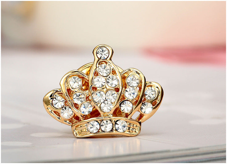Broche de pin unisex con forma de corona de color dorado y plateado, joya de moda para regalo de Navidad
