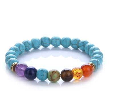 Farbenfrohes blaues Türkisarmband Chakra Chakra Energie Yoga Perlen Armbänder