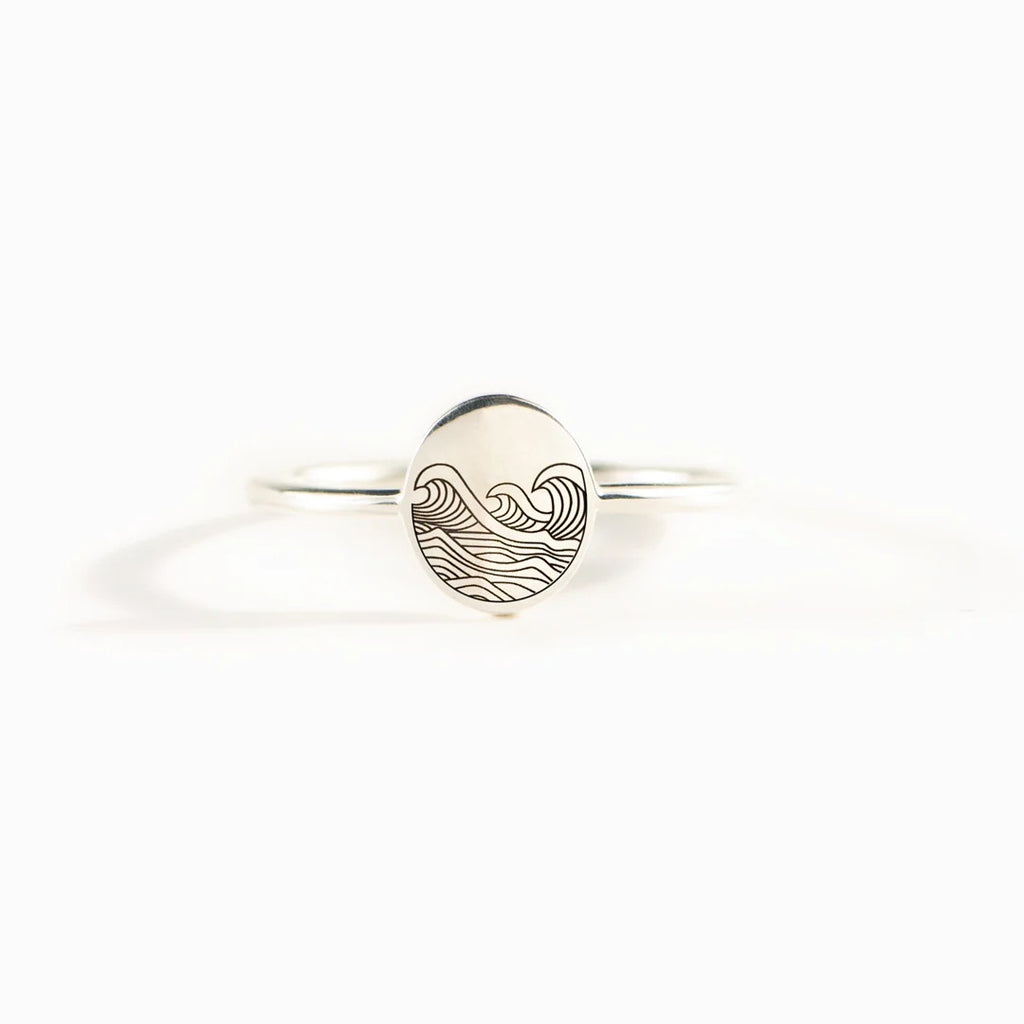 Anillo Ola Marina Tormenta de Plata Pura S925 Simple para Mujer