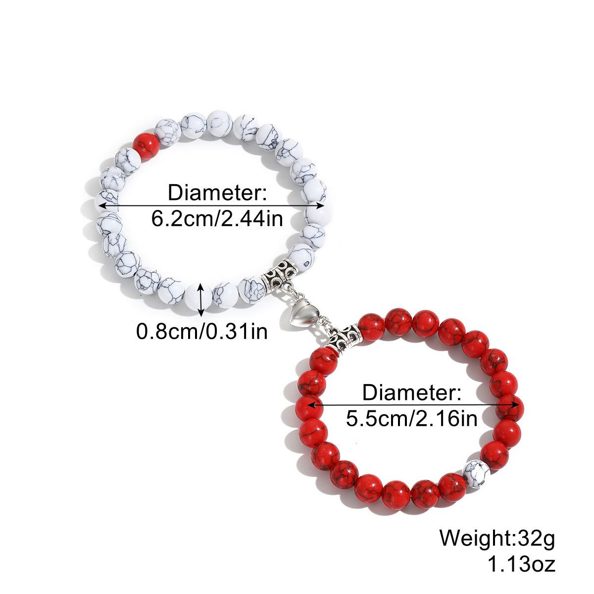Creative All-match Heart-shaped Magnetic Beaded Couple Bracelet