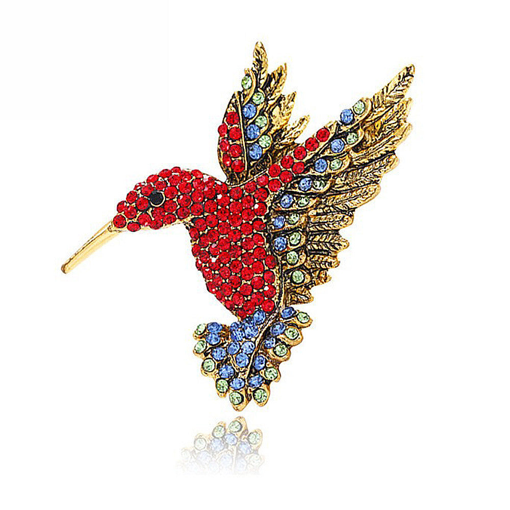 Brosche im neuen Retro-Stil aus Legierung mit Kolibri-Motiv
