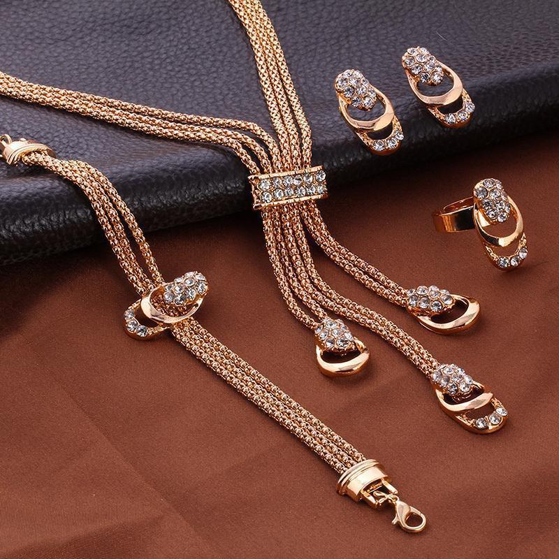 Brautschmuck-Set Halskette Ohrringe 4-teilig