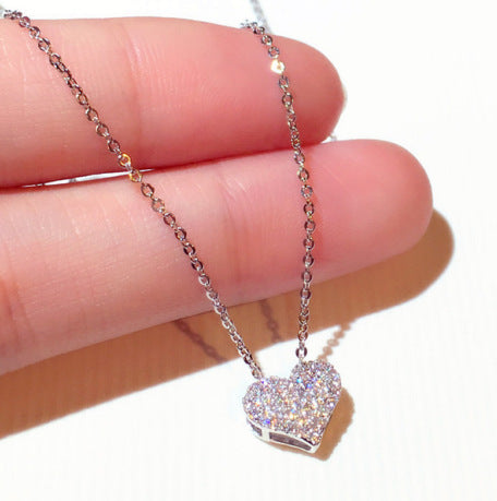 Collar de diamantes de imitación con forma de corazón para clavícula