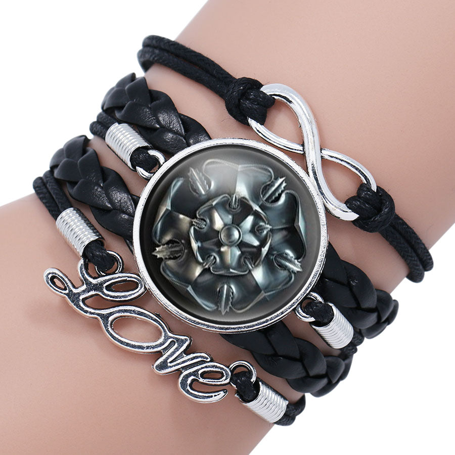 Pulsera de Juego de Tronos, cabeza de lobo de la Casa Stark, cabujón de cristal infinito, pulseras y brazaletes, pulsera envolvente WINTER IS COMING