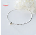 Tobillera femenina estilo coreano simple, con cuentas ligeras, pequeña bola de plata, tobillera de perlas
