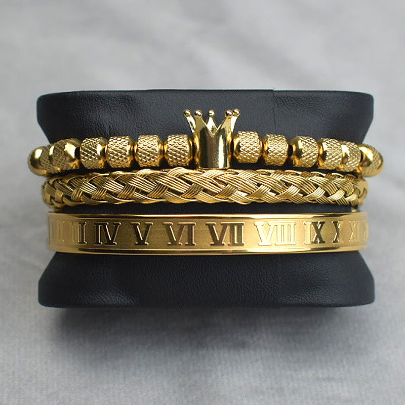 Malla Tejida En Espiral Con Corona De Bola De Piña Y Pulsera Digital Con Diamantes