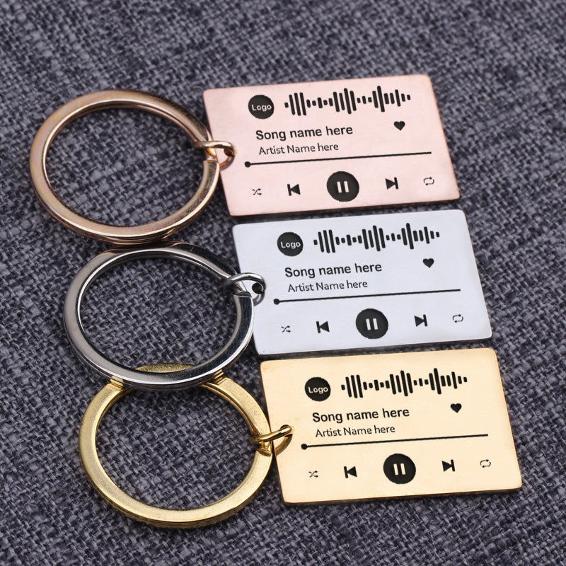 Personalized DIY Custom Music Scan Code Keychain Stainless Steel