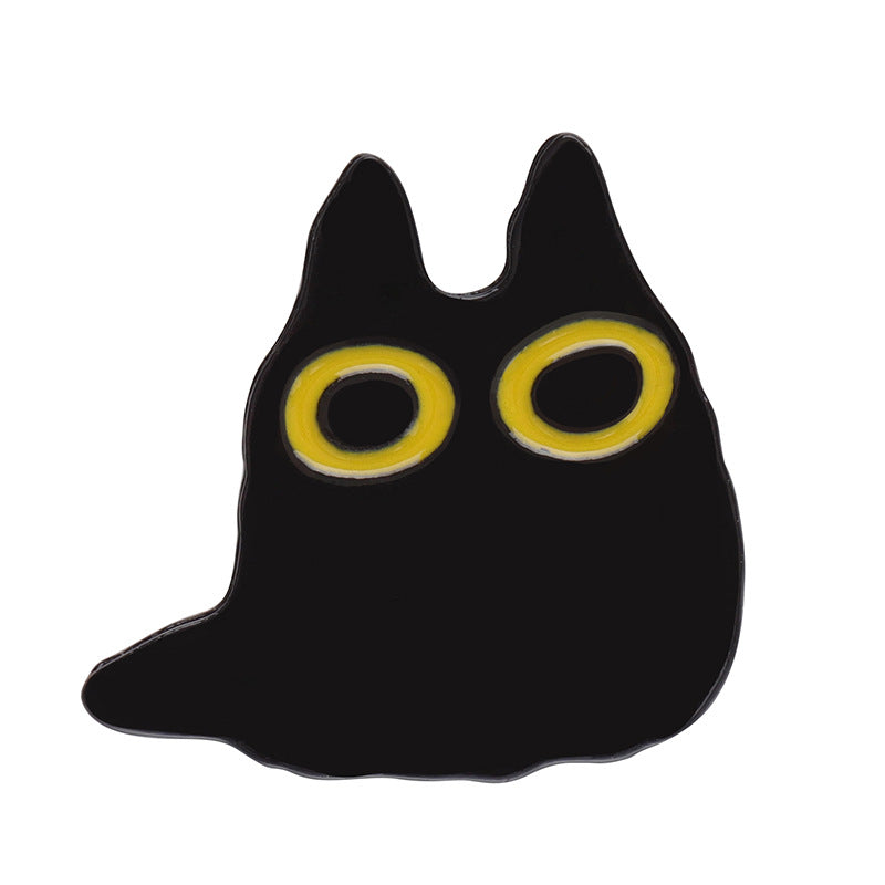 Cartoon Black Cat Blumen-Serie Niedlicher, modischer, vielseitiger Taschen-Kleidungs-Ornament-Anstecker