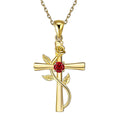 Rosenkreuz-Halskette mit Strass, modische Persönlichkeit, 12 Monats-Geburtsstein-Anhänger-Halskette für Valentinstag, Geburtstagsgeschenk