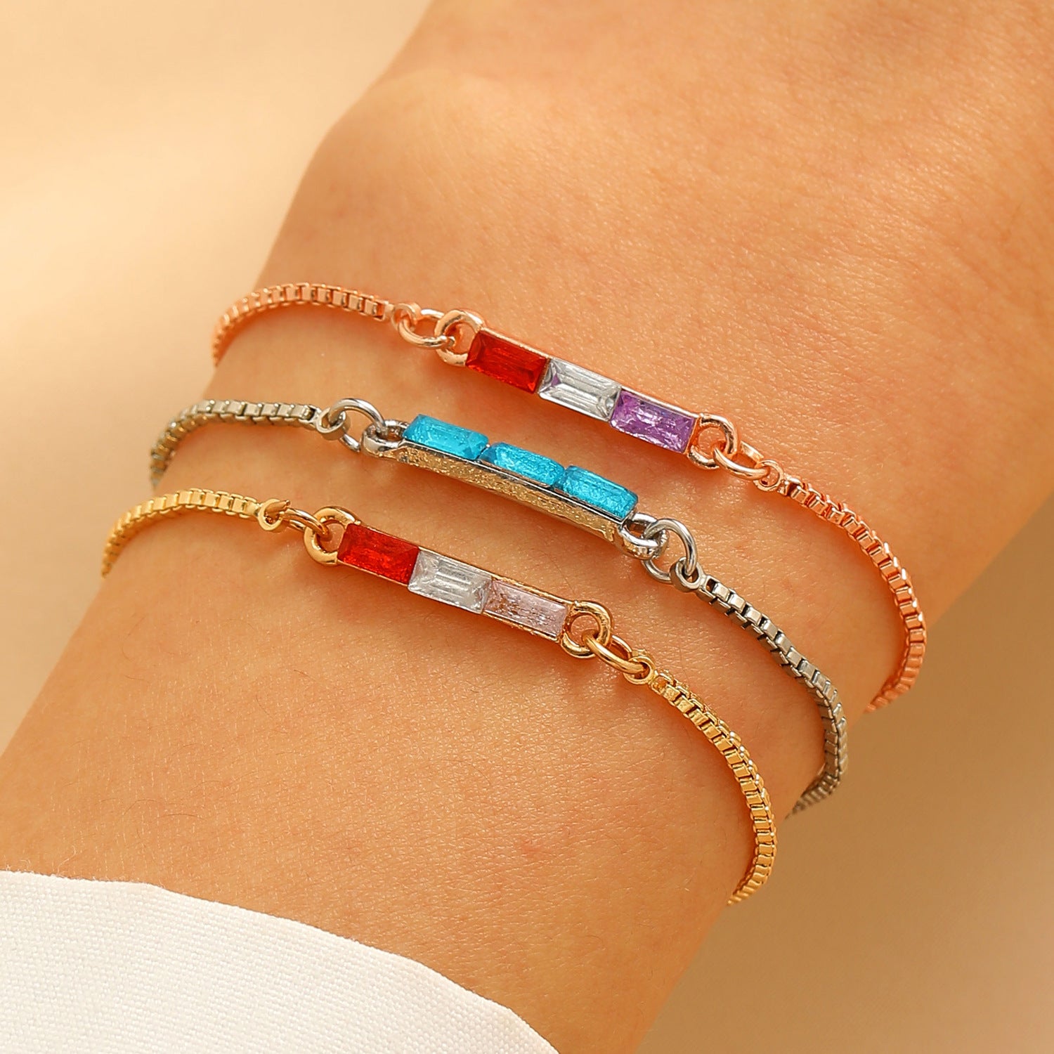 Pulsera de Amigas y Novias con Bloques de Color de Moda