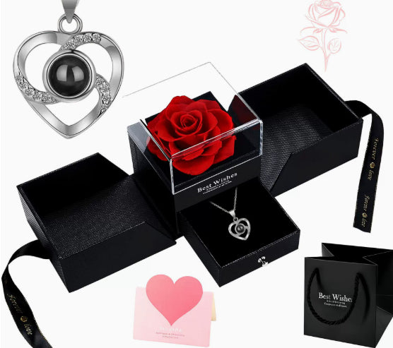 Heart Shaped Sterling Silver Necklace Earring Combination Suit