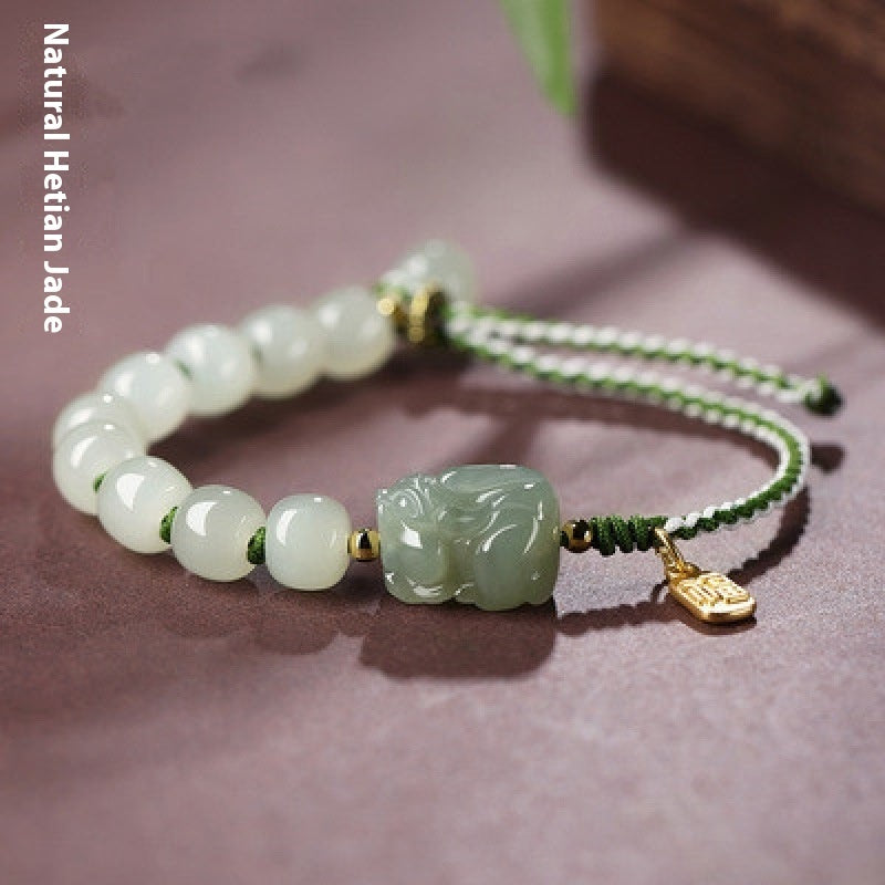 Pulsera Tejida a Mano Simple con Cuentas Estilo Antiguo Hielo de Agua