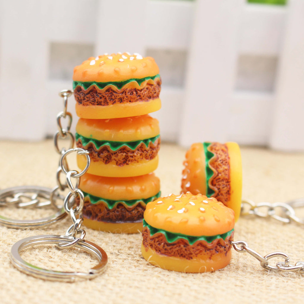 Accesorios de Llavero con Forma de Mini Hamburguesa de Resina