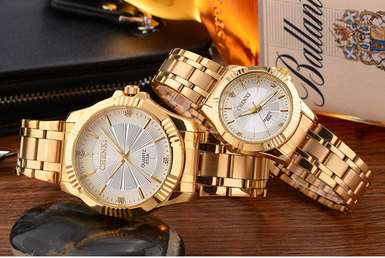 Relojes de vestir de lujo para hombre de oro de acero inoxidable