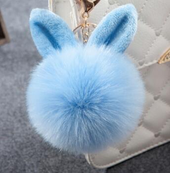 Colorful Bunny Fur Keychain