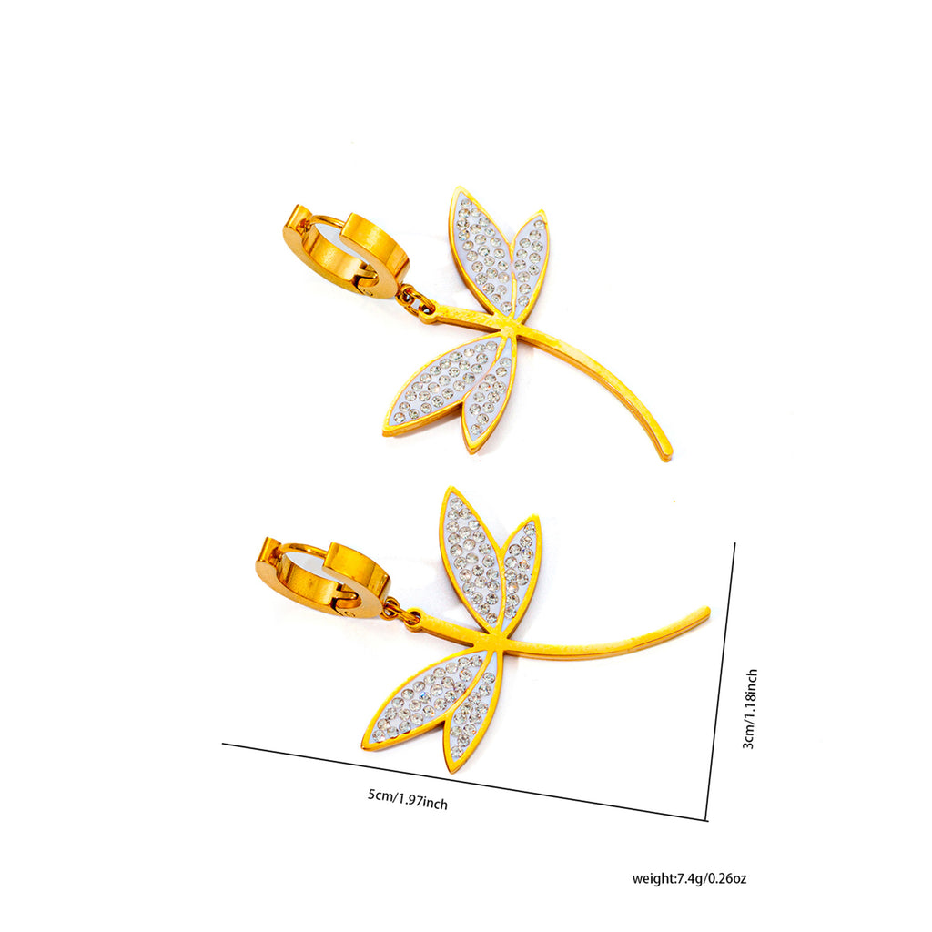 Libelle Halskette aus Titanstahl mit Mikro-Strass-Zirkonia
