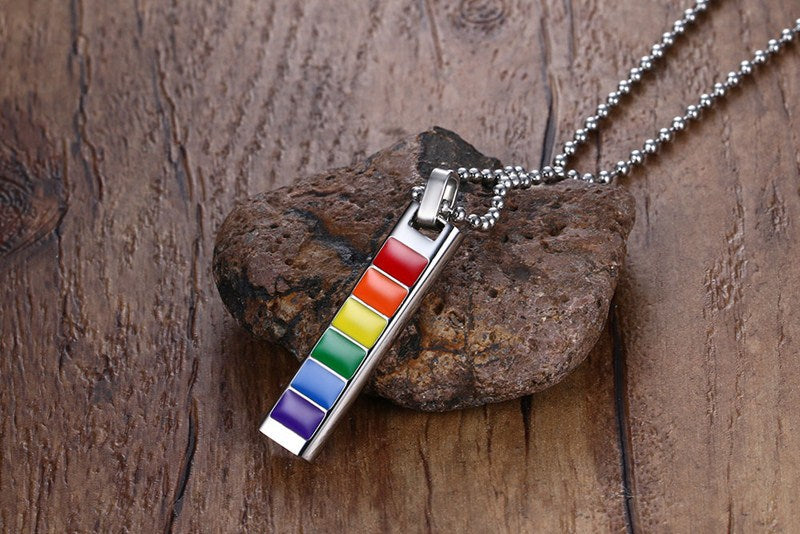 Regenbogenförmige rechteckige Anhängerhalskette