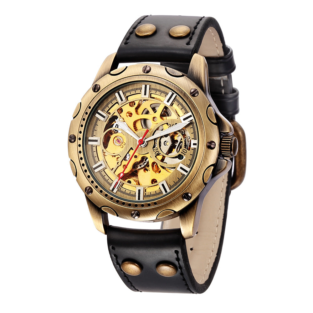Herren Skelett Steampunk Automatische Mechanische Uhr