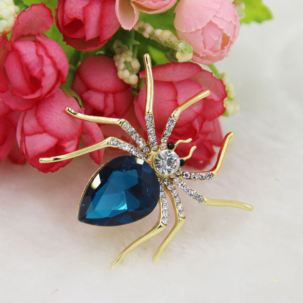 Accesorios de ropa Broche de araña de cristal brillante de diamante