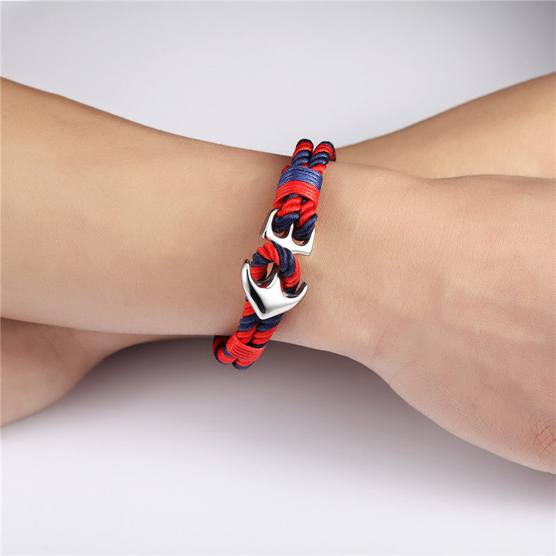 Hochwertige Ankerarmbänder Herren Charm Nautical Survival Rope Chain Paracord Armband männlich Wrap Metall Sport Haken