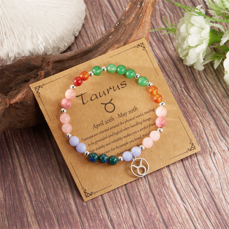 Pulsera de amatista con cuentas y doce constelaciones