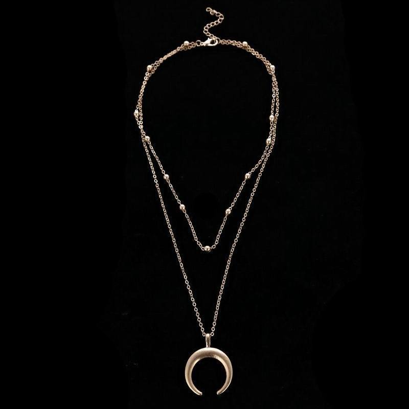 Collar Doble Bohemio Chapado en Oro para Mujer, Collar de Clavícula