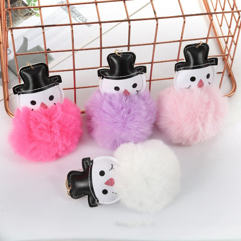 Colgante Llavero de Bola de Pelo de Muñeco de Nieve Lindo