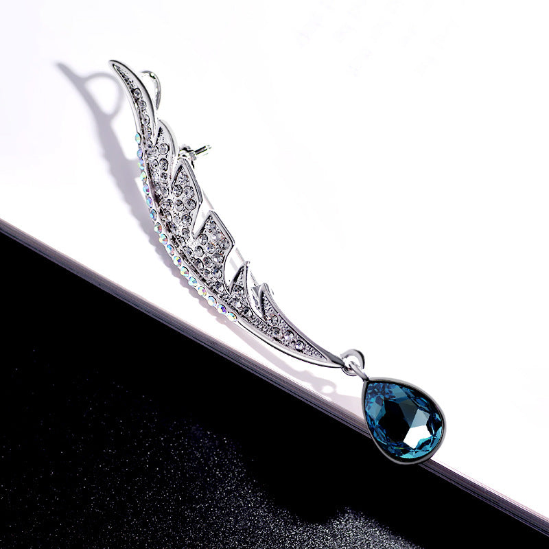 Broche de plumas de diamantes completo con broche de pedrería
