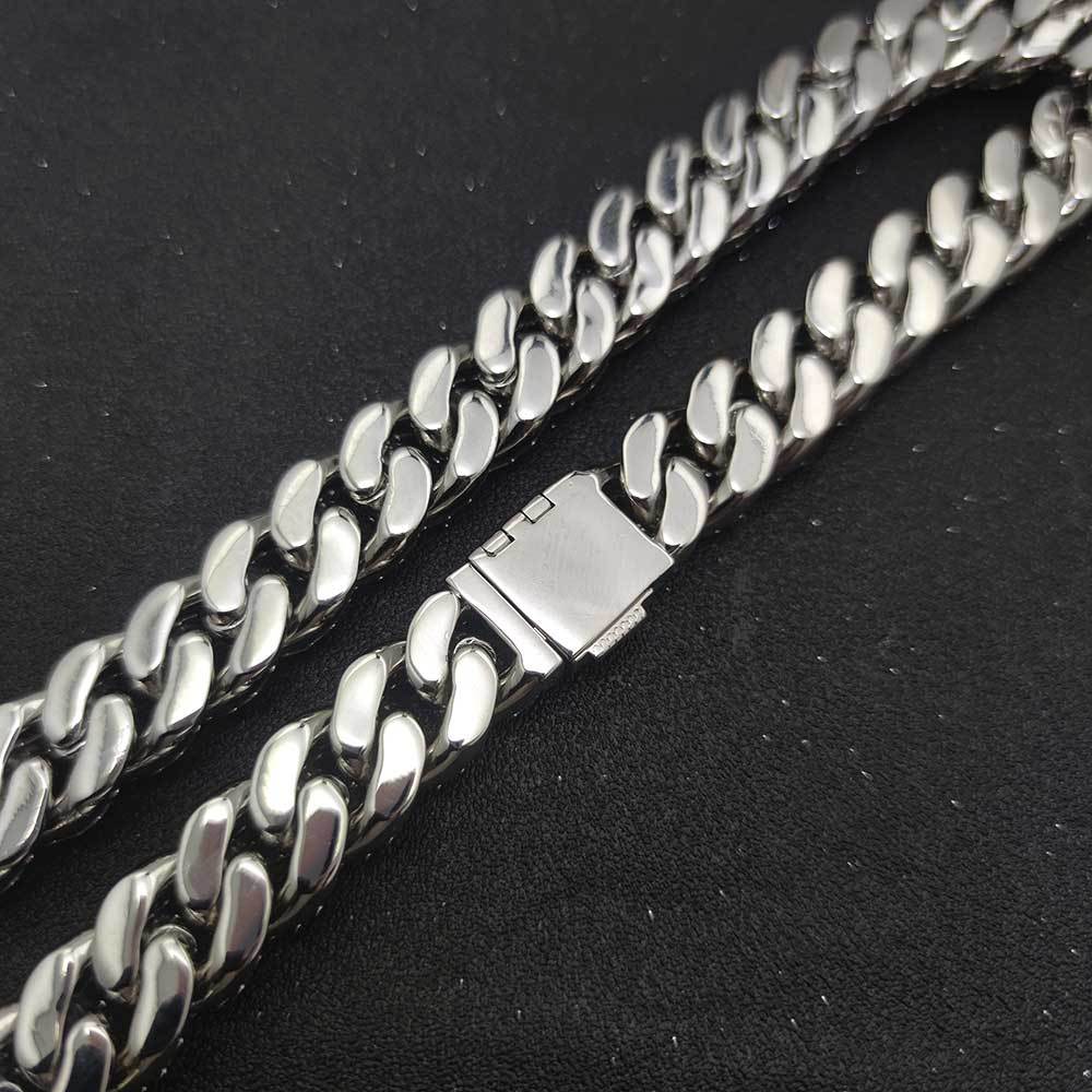Hip Hop 15mm Dreireihige T-Square Cuban Kette Echt Vergoldet
