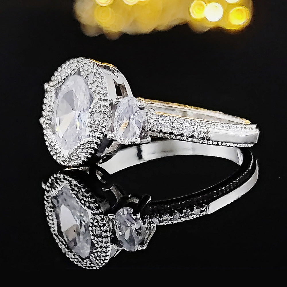 Damen Eleganter Modischer Ovaler Silberring