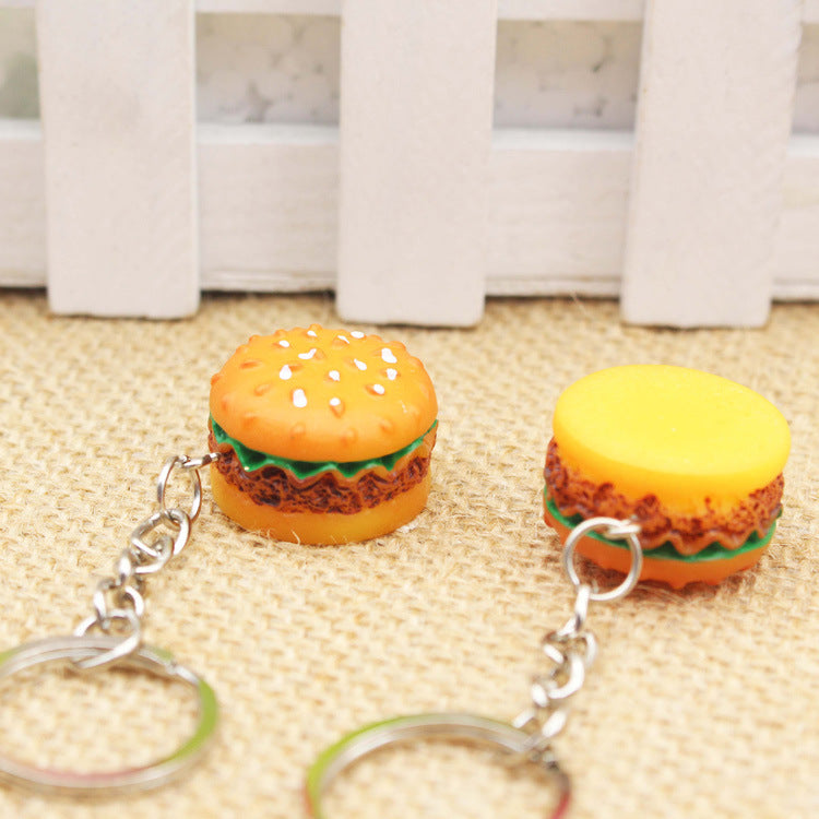 Accesorios de Llavero con Forma de Mini Hamburguesa de Resina
