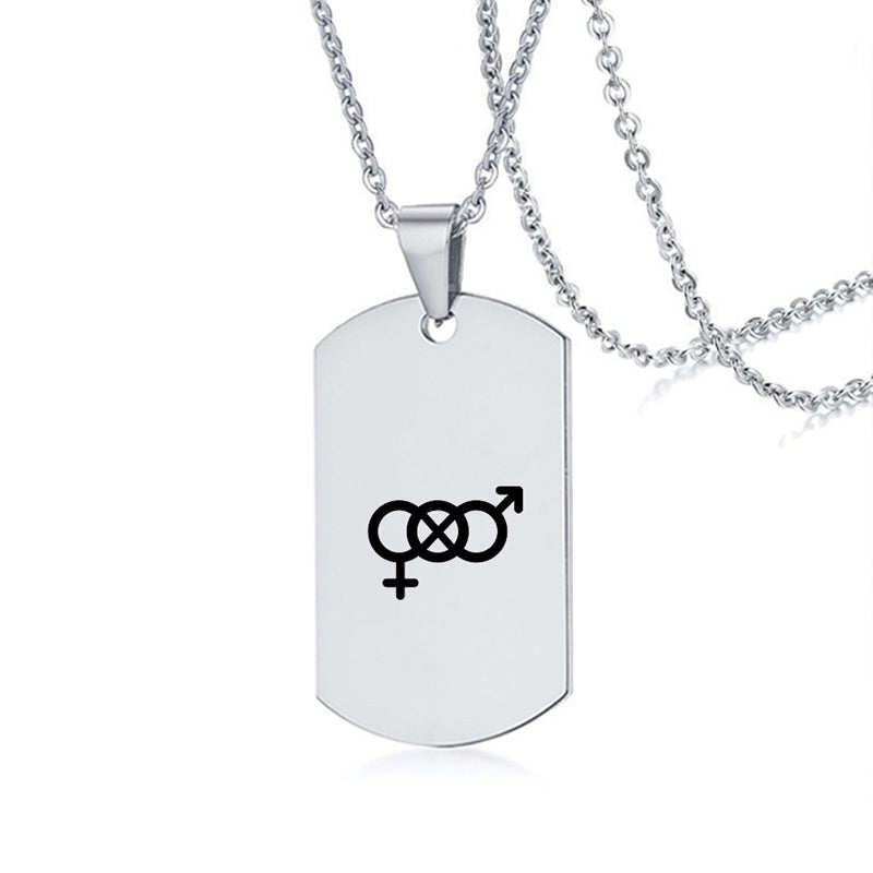 Edelstahl LGBT ID Halskette Schmuck Gravieren Gay Lesbian Transgender Symbol Hundemarken Halsketten für Männer Frauen