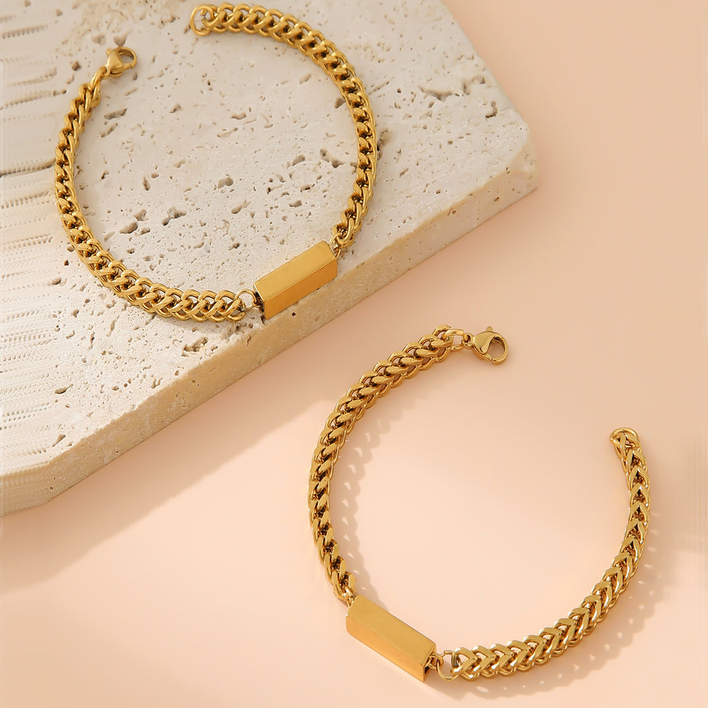 Brazalete de acero inoxidable chapado en oro de 18 quilates al vacío