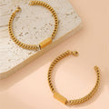 Brazalete de acero inoxidable chapado en oro de 18 quilates al vacío