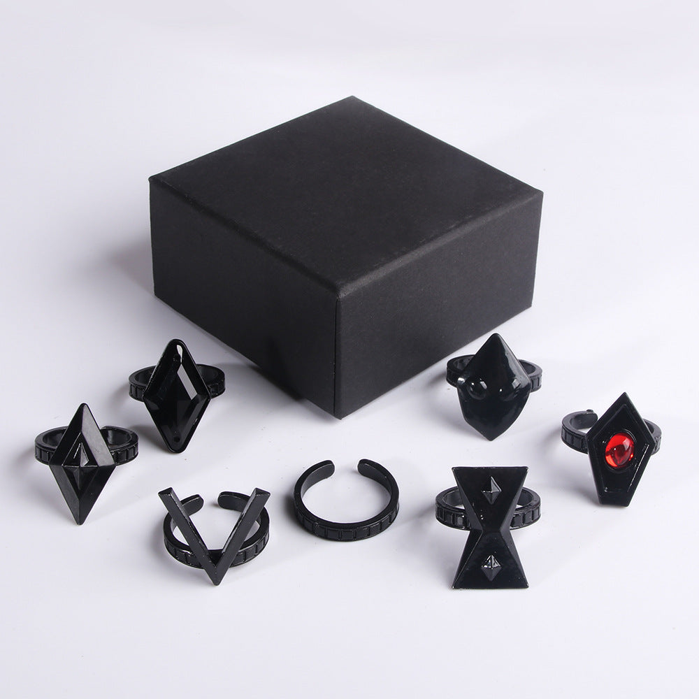 Walnuss Exquisites Schwarzes Ringset
