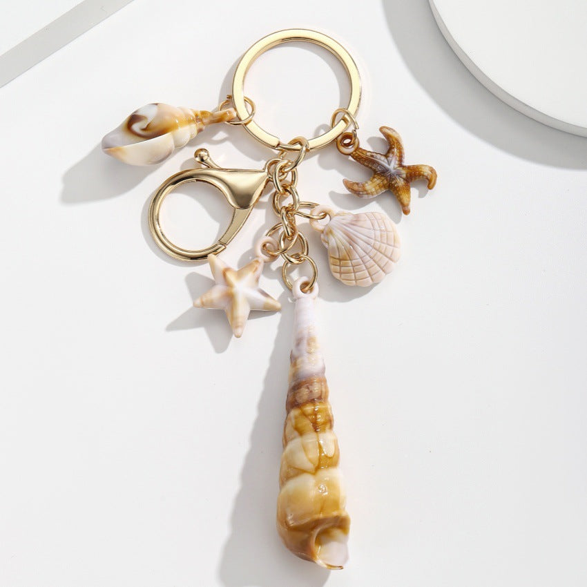 Simulation Shell Conch Starfish Five-pointed Star Pendant Keychain
